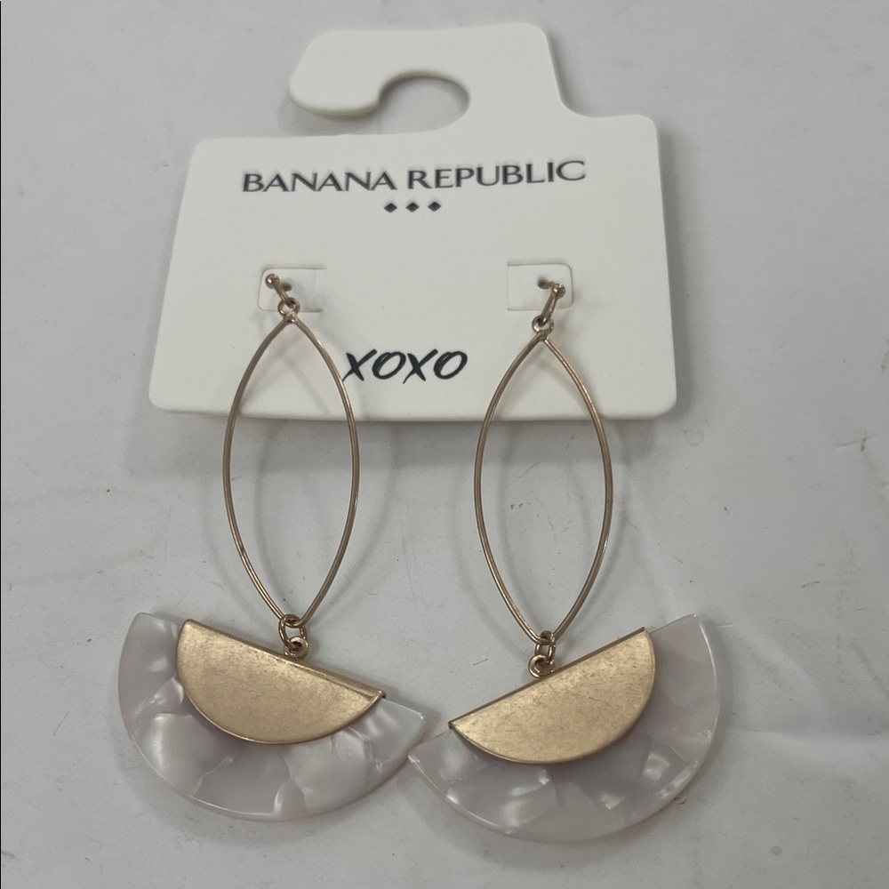 Banana Republic Gold and White Statement Earrings